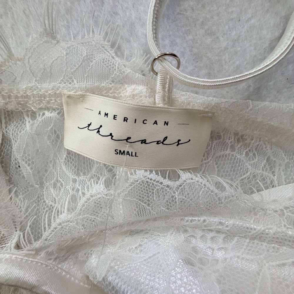American Threads White Lace Corset bustier Festival Eyelash Trim NWT Small - Picture 4 of 8